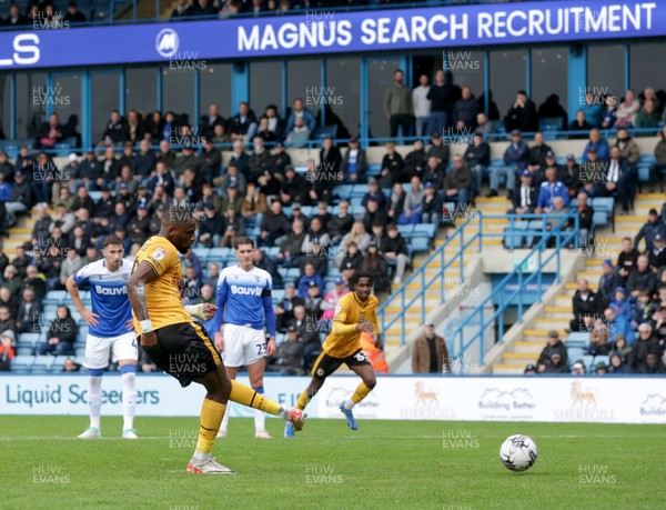 281023 - Gillingham v Newport County - Sky Bet League 2 - Omar Bogle scores and celebrates his first  penalty