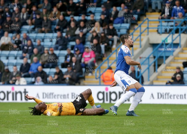281023 - Gillingham v Newport County - Sky Bet League 2 - Matty Bondwell is fouled for a penalty