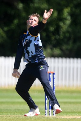 140525 - Glamorgan 2nd XI v Cardiff UCCE - T20 Blast Friendly - Tom Bevan of Glamorgan bowling