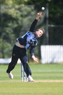 140525 - Glamorgan 2nd XI v Cardiff UCCE - T20 Blast Friendly - Tom Bevan of Glamorgan bowling
