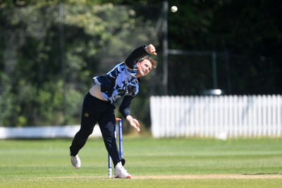 140525 - Glamorgan 2nd XI v Cardiff UCCE - T20 Blast Friendly - Tom Bevan of Glamorgan bowling