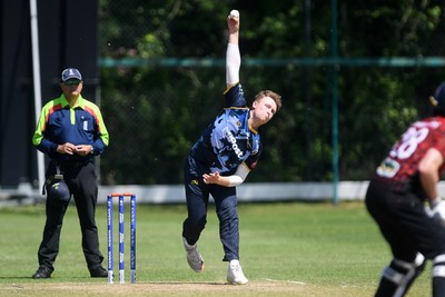 140525 - Glamorgan 2nd XI v Cardiff UCCE - T20 Blast Friendly - Ben Morris of Glamorgan bowling