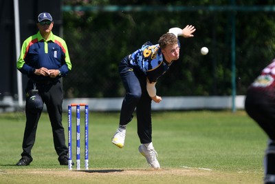 140525 - Glamorgan 2nd XI v Cardiff UCCE - T20 Blast Friendly - Ben Morris of Glamorgan bowling