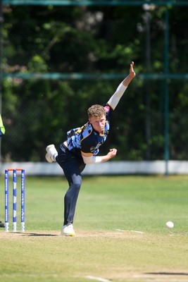 140525 - Glamorgan 2nd XI v Cardiff UCCE - T20 Blast Friendly - Ben Morris of Glamorgan bowling