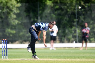 140525 - Glamorgan 2nd XI v Cardiff UCCE - T20 Blast Friendly - Tom Norton of Glamorgan bowling