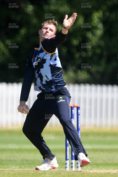 140525 - Glamorgan 2nd XI v Cardiff UCCE - T20 Blast Friendly - Tom Bevan of Glamorgan bowling