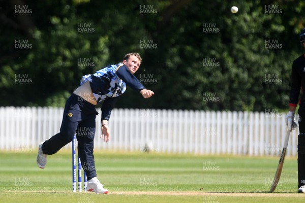 140525 - Glamorgan 2nd XI v Cardiff UCCE - T20 Blast Friendly - Tom Bevan of Glamorgan bowling
