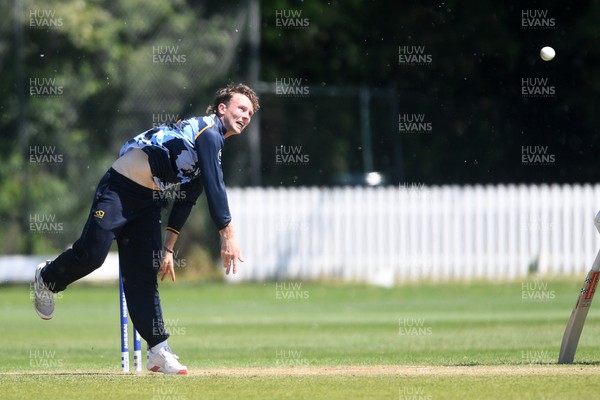 140525 - Glamorgan 2nd XI v Cardiff UCCE - T20 Blast Friendly - Tom Bevan of Glamorgan bowling