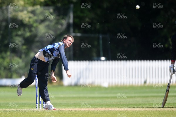 140525 - Glamorgan 2nd XI v Cardiff UCCE - T20 Blast Friendly - Tom Bevan of Glamorgan bowling