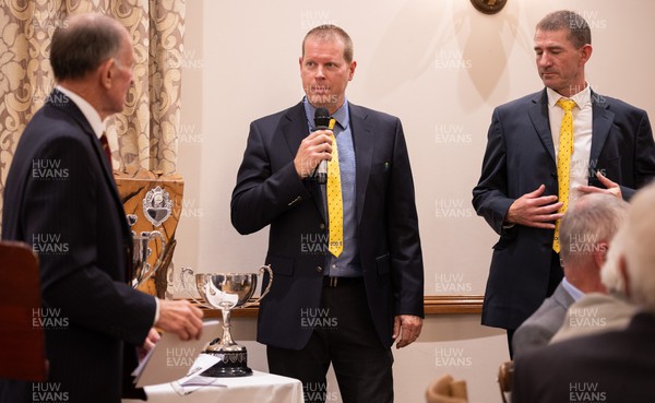 041023 - Glamorgan Cricket Club and St Helen’s Balconiers Combined Annual Awards Dinner, Towers Hotel, Swansea - Richard Almond and Steve Watkin ahead of announcing the Glamorgan Academy Player of the Year and Glamorgan Young Player of the Year awards
