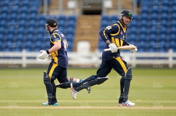 240314 - Glamorgan CCC v Cardiff MCCU - Preseason Friendly - David Lloyd and Stewart Walters of Glamorgan