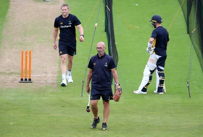 130720 - Glamorgan County Cricket Club return to group training at Sophia Gardens, Cardiff - Head Coach Matthew Maynard