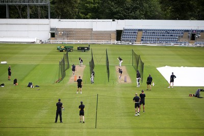 130720 - Glamorgan County Cricket Club return to group training at Sophia Gardens, Cardiff - Nets in progress