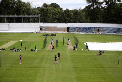 130720 - Glamorgan County Cricket Club return to group training at Sophia Gardens, Cardiff - Nets in progress