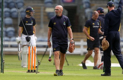 130720 - Glamorgan County Cricket Club return to group training at Sophia Gardens, Cardiff - Head Coach Matthew Maynard