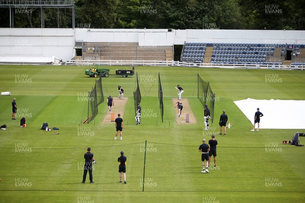 130720 - Glamorgan County Cricket Club return to group training at Sophia Gardens, Cardiff - Nets in progress
