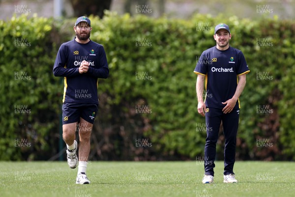 280421 - Glamorgan Cricket Training - Michael Neser and Andrew Salter during training