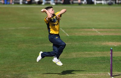 190822 - Glamorgan v Hampshire - Royal London Cup - Andy Gorvin of Glamorgan bowls