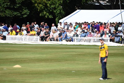 190822 - Glamorgan v Hampshire - Royal London Cup - Supporters watch the game in Neath