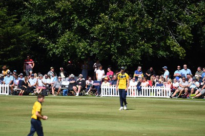 190822 - Glamorgan v Hampshire - Royal London Cup - Supporters watch the game in Neath