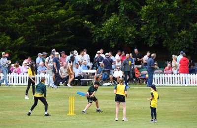 190822 - Glamorgan v Hampshire - Royal London Cup - Children play on the outfield during the break