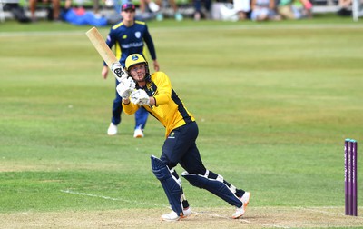 190822 - Glamorgan v Hampshire - Royal London Cup - Tom Bevan of Glamorgan hits a shot