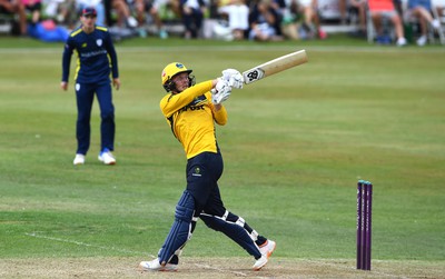 190822 - Glamorgan v Hampshire - Royal London Cup - Tom Bevan of Glamorgan hits a shot