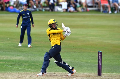 190822 - Glamorgan v Hampshire - Royal London Cup - Tom Bevan of Glamorgan hits a shot