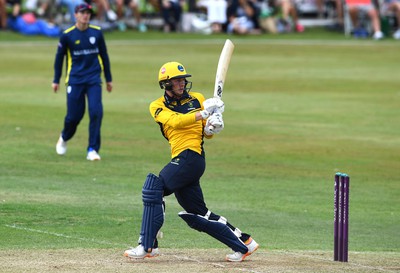 190822 - Glamorgan v Hampshire - Royal London Cup - Tom Bevan of Glamorgan hits a shot