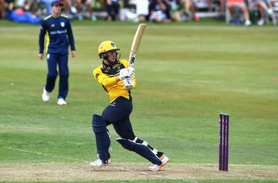 190822 - Glamorgan v Hampshire - Royal London Cup - Tom Bevan of Glamorgan hits a shot