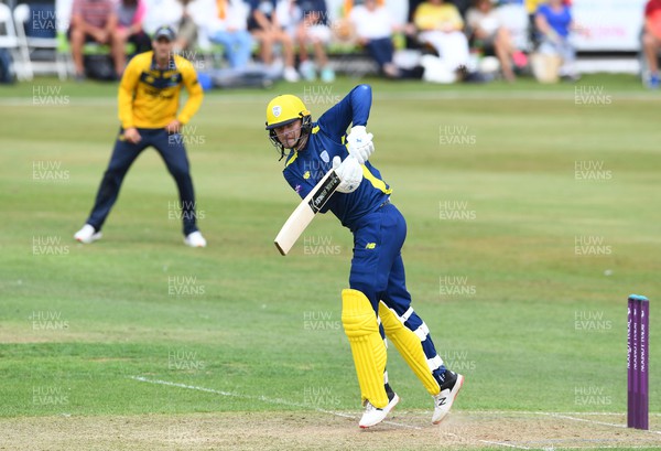 190822 - Glamorgan v Hampshire - Royal London Cup - Aneurin Donald of Hampshire plays a shot