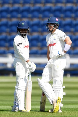 020525 - Glamorgan v Derbyshire - Rothesay County Championship - Zain Ul-Hassan and  Asa Tribe of Glamorgan