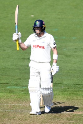 020525 - Glamorgan v Derbyshire - Rothesay County Championship - Sam Northeast of Glamorgan celebrates hitting 50