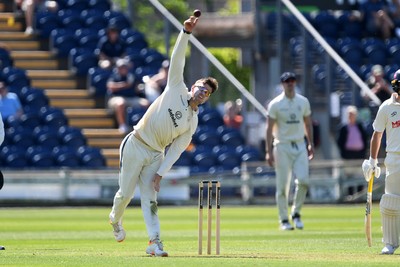 020525 - Glamorgan v Derbyshire - Rothesay County Championship - Alex Thompson of Derbyshire bowling