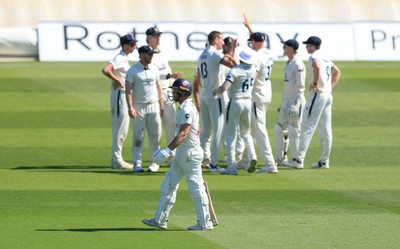 030525 - Glamorgan v Derbyshire, Rothesay County Championship Division 2, Day 2 - Derbyshire celebrate as they take the wicket of Colin Ingram of Glamorgan