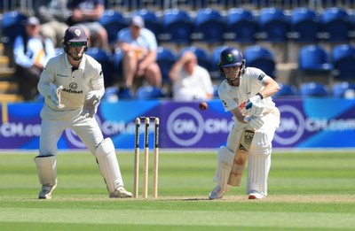 030525 - Glamorgan v Derbyshire, Rothesay County Championship Division 2, Day 2 - Andy Gorvin of Glamorganplays a shot