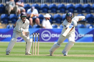 030525 - Glamorgan v Derbyshire, Rothesay County Championship Division 2, Day 2 - Timm van der Gugten of Glamorgan scores the runs that takes him to his 50