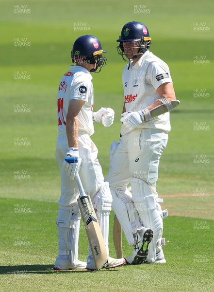 030525 - Glamorgan v Derbyshire, Rothesay County Championship Division 2, Day 2 - Timm van der Gugten of Glamorgan and Andy Gorvin of Glamorgan