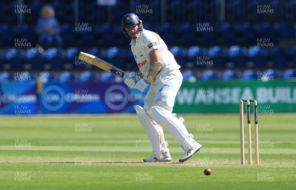 030525 - Glamorgan v Derbyshire, Rothesay County Championship Division 2, Day 2 - Timm van der Gugten of Glamorgan plays a shot