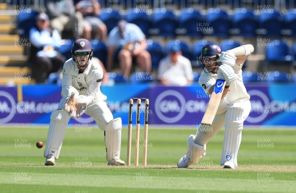 030525 - Glamorgan v Derbyshire, Rothesay County Championship Division 2, Day 2 - Timm van der Gugten of Glamorgan plays a shot
