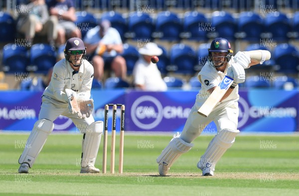 030525 - Glamorgan v Derbyshire, Rothesay County Championship Division 2, Day 2 - Timm van der Gugten of Glamorgan scores the runs that takes him to his 50