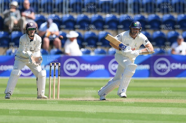 030525 - Glamorgan v Derbyshire, Rothesay County Championship Division 2, Day 2 - Timm van der Gugten of Glamorgan scores the runs that takes him to his 50