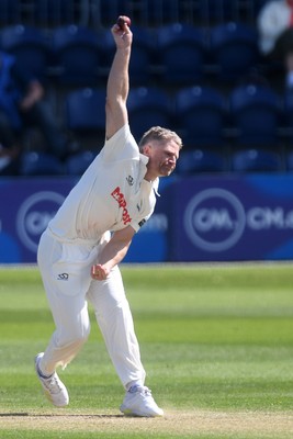 040525 - Glamorgan v Derbyshire - Rothesay County Championship - Timm Van Der Gugten of Glamorgan bowling