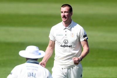 040525 - Glamorgan v Derbyshire - Rothesay County Championship - Asa Tribe of Glamorgan is LBW to Blair Tickner of Derbyshire