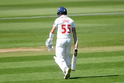 040525 - Glamorgan v Derbyshire - Rothesay County Championship - Asa Tribe of Glamorgan is LBW to Blair Tickner of Derbyshire