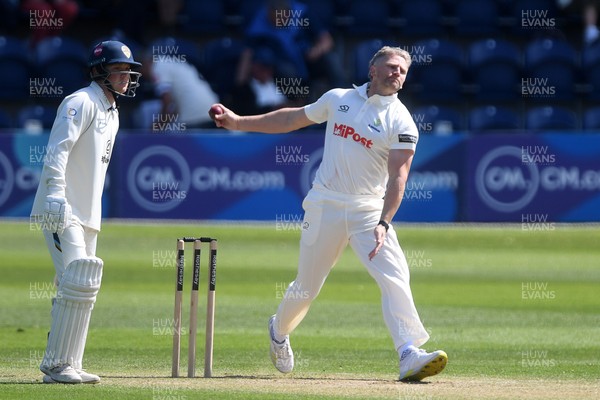040525 - Glamorgan v Derbyshire - Rothesay County Championship - Timm Van Der Gugten of Glamorgan bowling