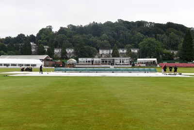 070825 - Glamorgan v Derbyshire - Metro Bank One Day Cup - The start of the game at Neath is delayed due to the rain
