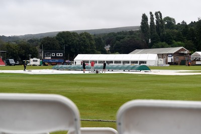 070825 - Glamorgan v Derbyshire - Metro Bank One Day Cup - The start of the game at Neath is delayed due to the rain