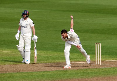 120424 - Glamorgan v Derbyshire - Vitality County Championship, Division Two - Sam Conners of Derbyshire bowling