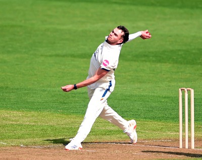 120424 - Glamorgan v Derbyshire - Vitality County Championship, Division 2 - Sam Conners of Derbyshire bowling 